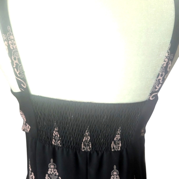 Dressbarn Black/ Blush Pink Print Flowy Chiffon Babydoll Fairy Slip Dress Sz 8 - Picture 4 of 12